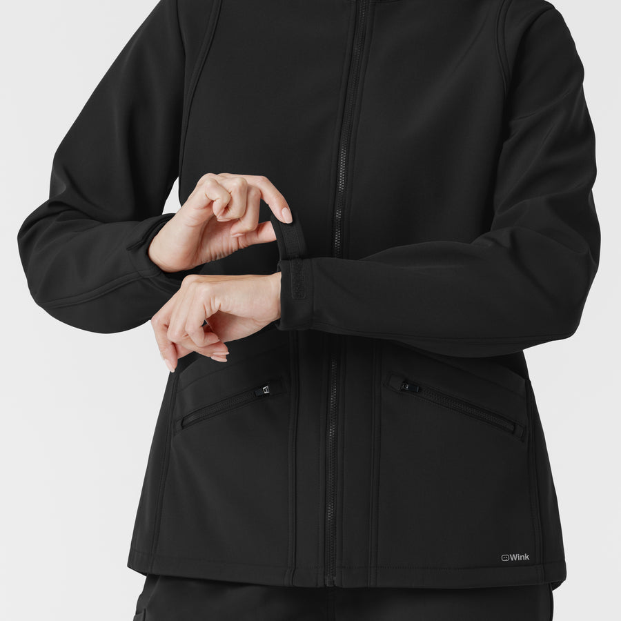 Layers Women's Soft Shell Scrub Jacket Black side detail 2