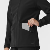 Layers Women's Soft Shell Scrub Jacket Black back detail