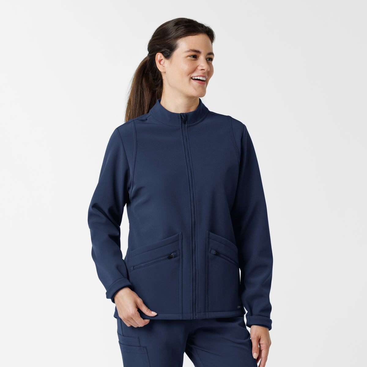 Layers Women's Soft Shell Scrub Jacket Navy side view