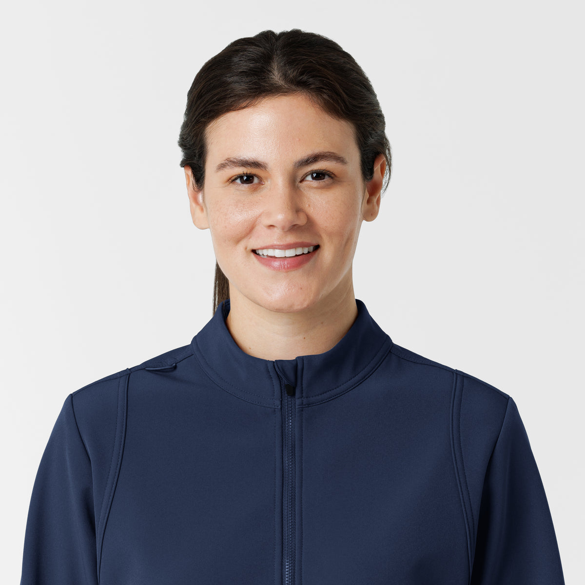 Layers Women's Soft Shell Scrub Jacket Navy front detail