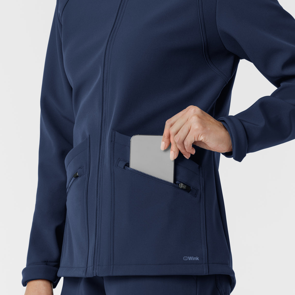 Layers Women's Soft Shell Scrub Jacket Navy back detail