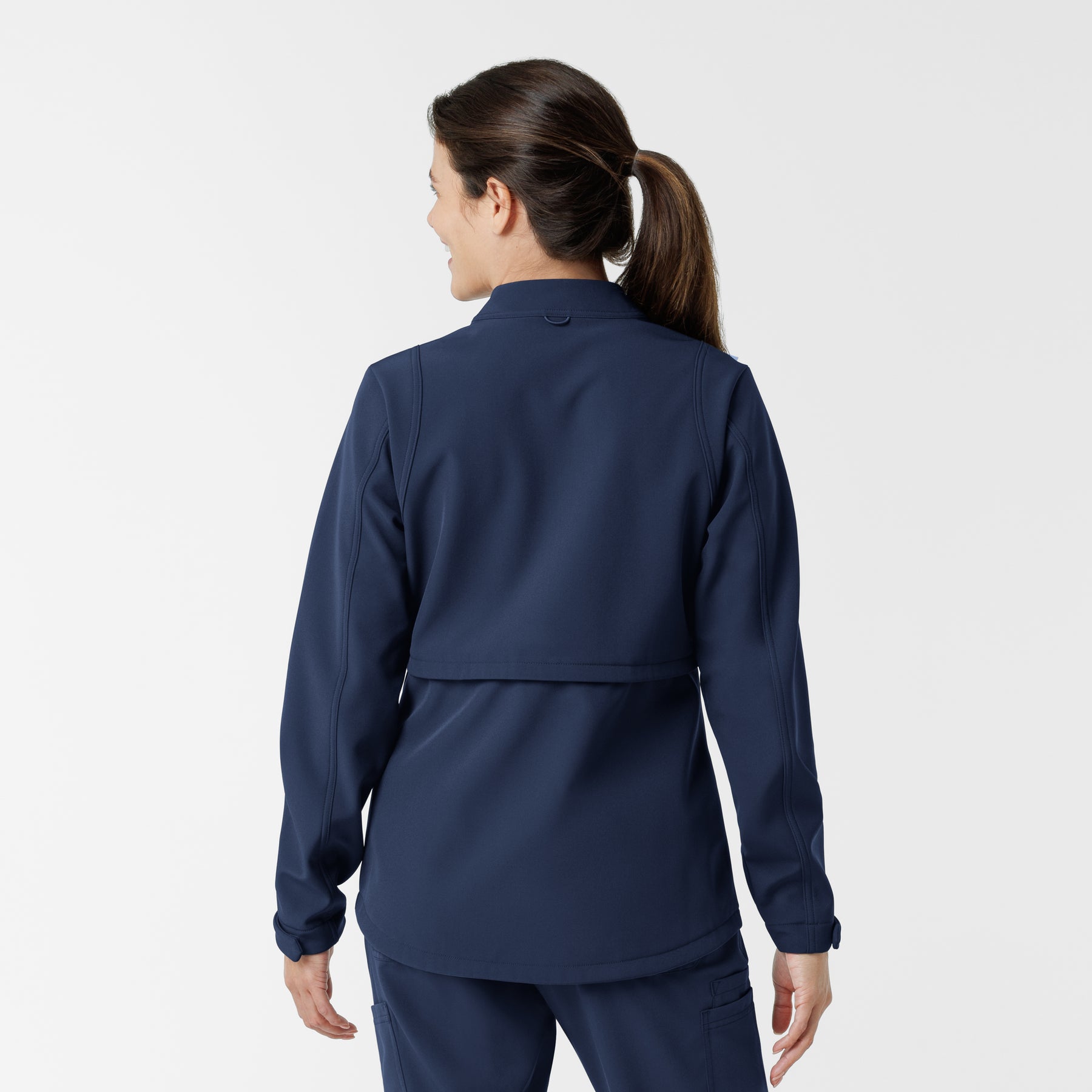 Layers Women's Soft Shell Scrub Jacket Navy back view