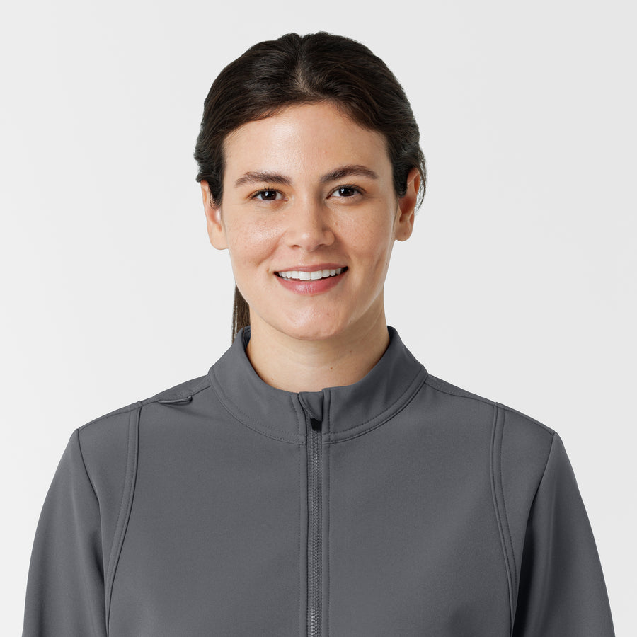 Layers Women's Soft Shell Scrub Jacket Pewter front detail