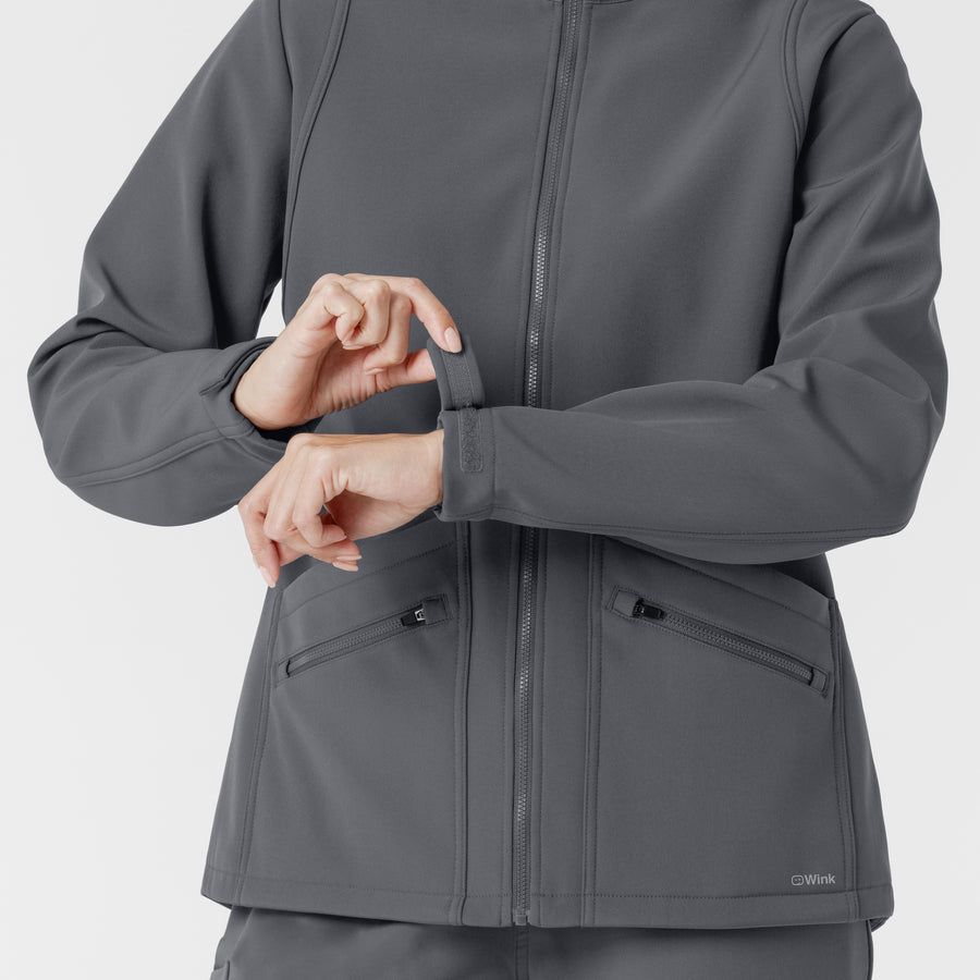 Layers Women's Soft Shell Scrub Jacket Pewter side detail 2