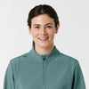 Layers Women's Soft Shell Scrub Jacket Vintage Teal front detail