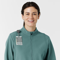 Layers Women's Soft Shell Scrub Jacket Vintage Teal side detail 1