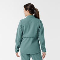Layers Women's Soft Shell Scrub Jacket Vintage Teal back view