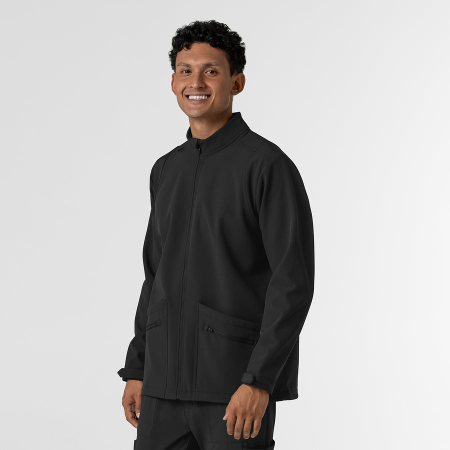 Layers Men's Soft Shell Scrub Jacket Black side view