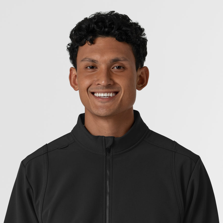 Layers Men's Soft Shell Scrub Jacket Black front detail