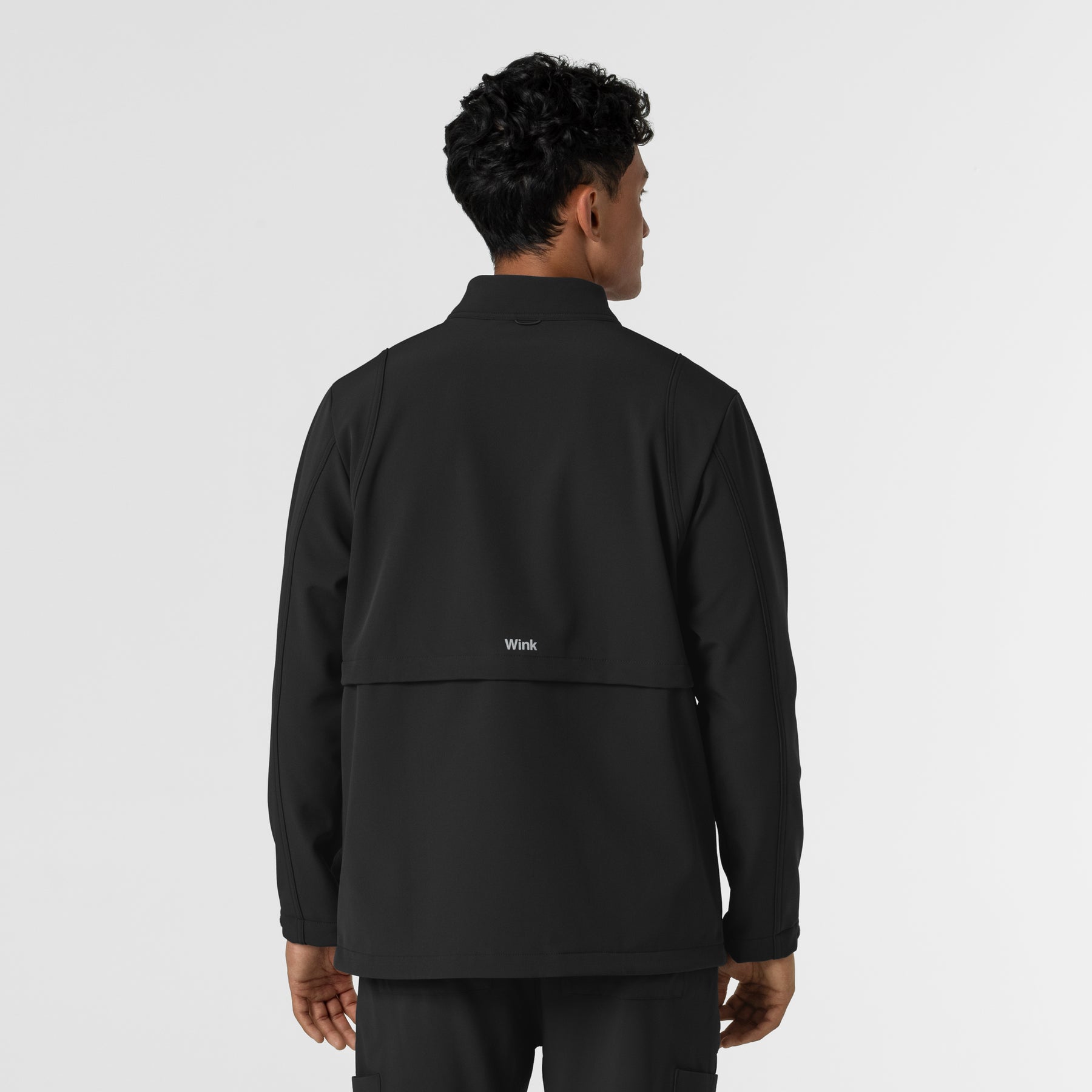 Layers Men's Soft Shell Scrub Jacket Black back view