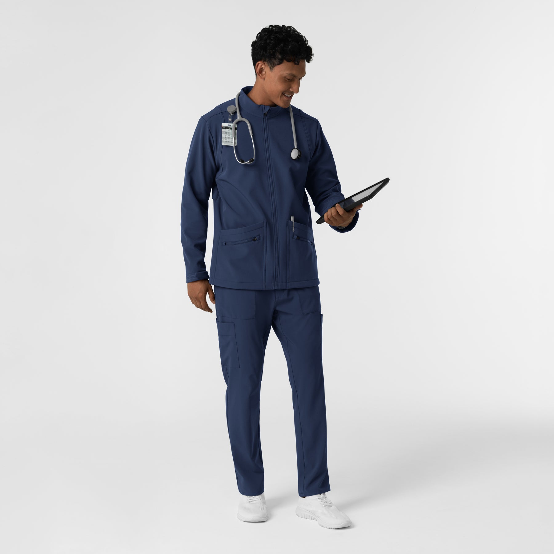 Layers Men's Soft Shell Scrub Jacket Navy full scrub set