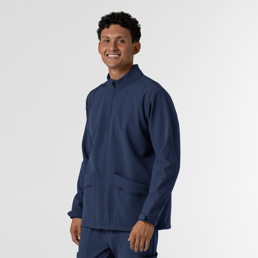 Layers Men's Soft Shell Scrub Jacket Navy side view