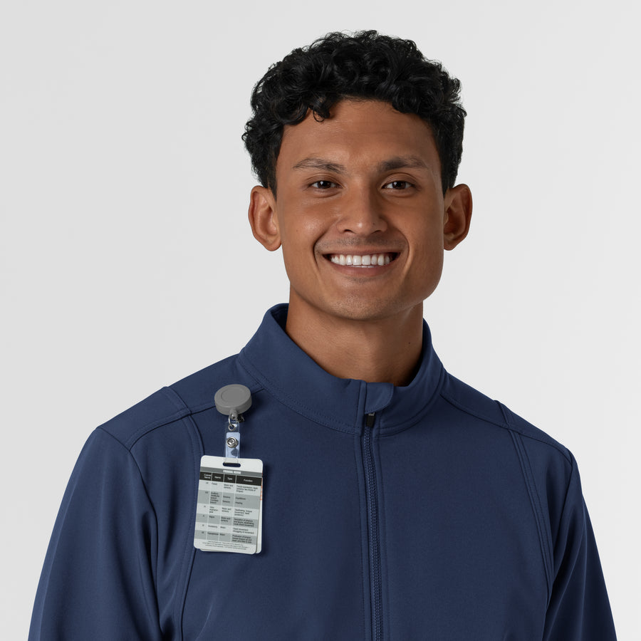 Layers Men's Soft Shell Scrub Jacket Navy side detail 2