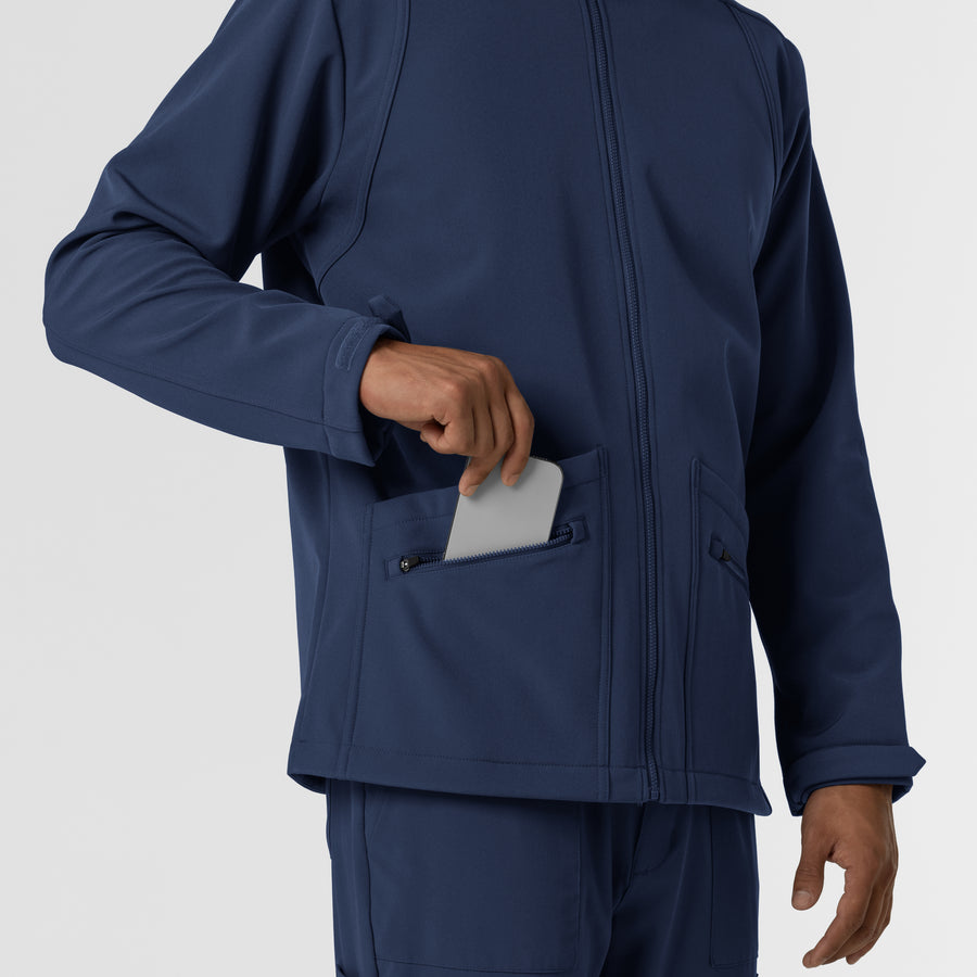 Layers Men's Soft Shell Scrub Jacket Navy back detail