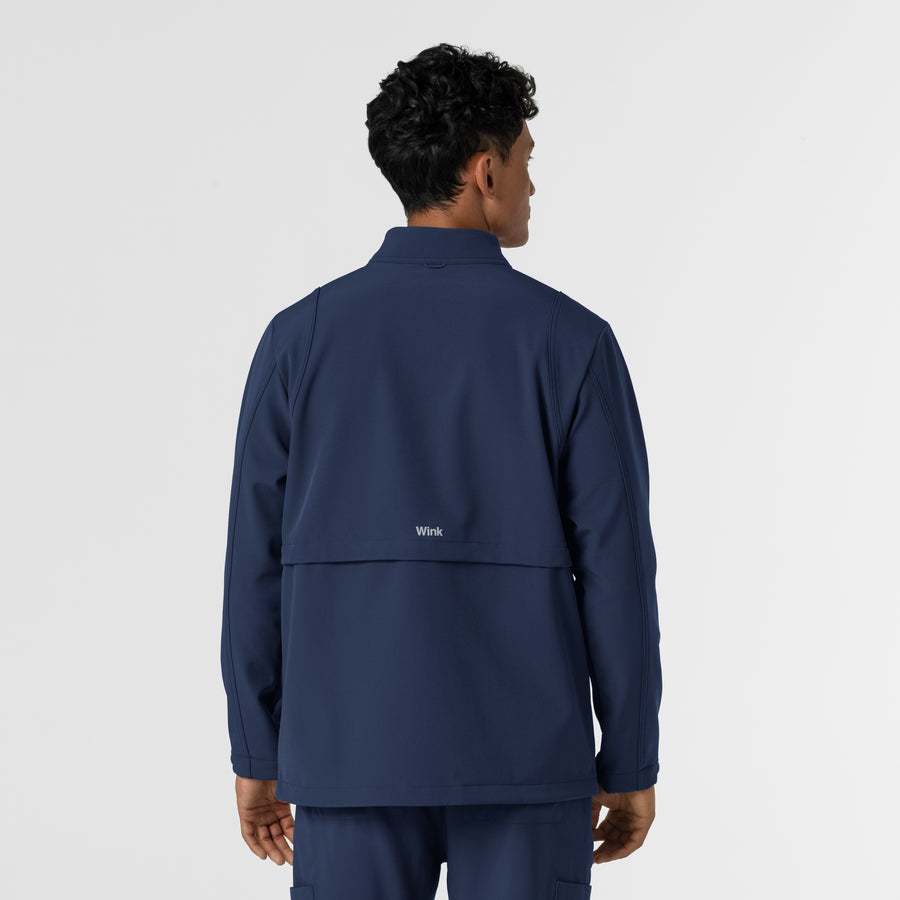 Layers Men's Soft Shell Scrub Jacket Navy back view