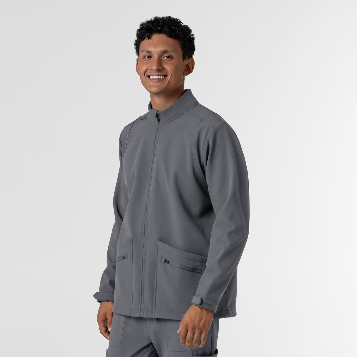 Layers Men's Soft Shell Scrub Jacket Pewter side view