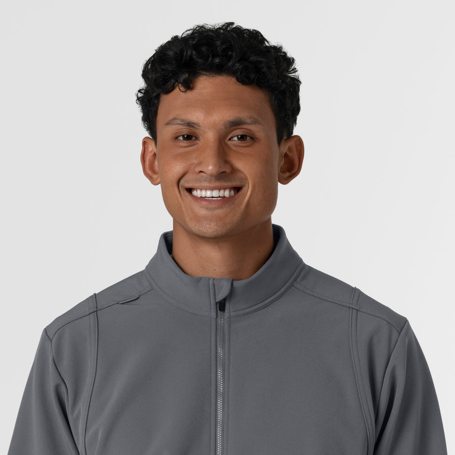 Layers Men's Soft Shell Scrub Jacket Pewter front detail