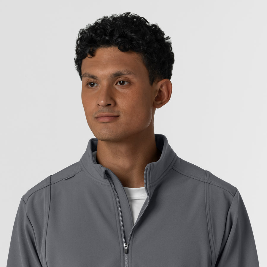 Layers Men's Soft Shell Scrub Jacket Pewter side detail 1