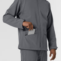 Layers Men's Soft Shell Scrub Jacket Pewter back detail