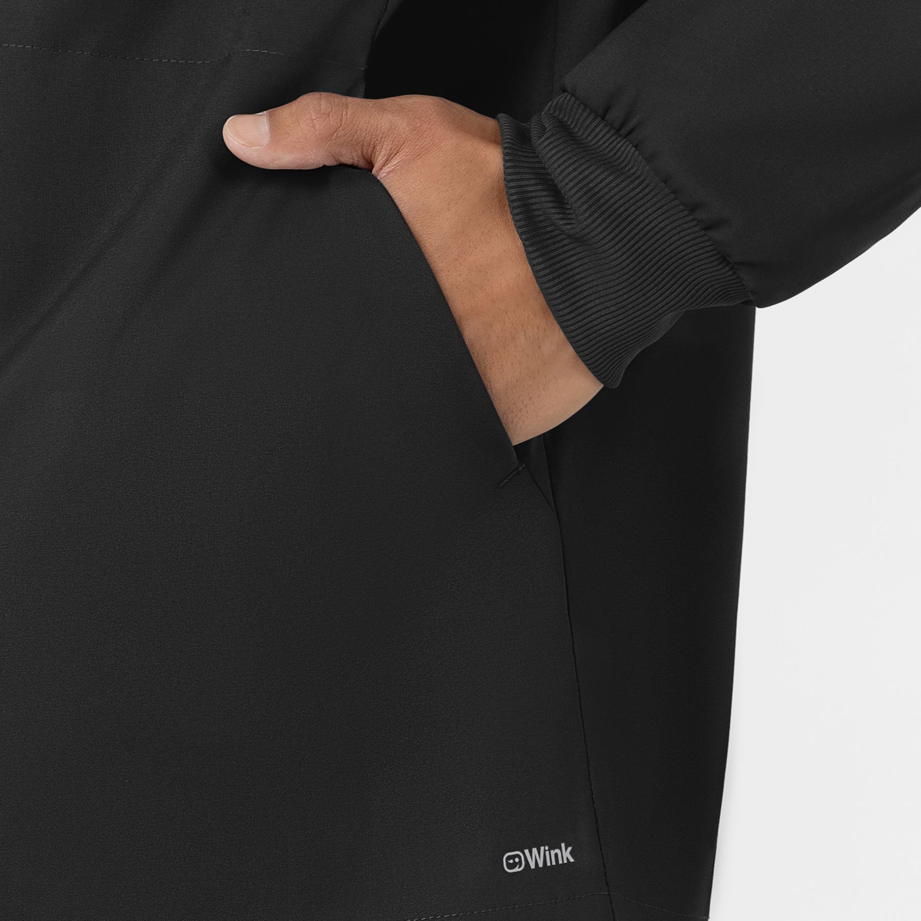 Boundless Men’s Warm-Up Scrub Jacket Black side detail 2