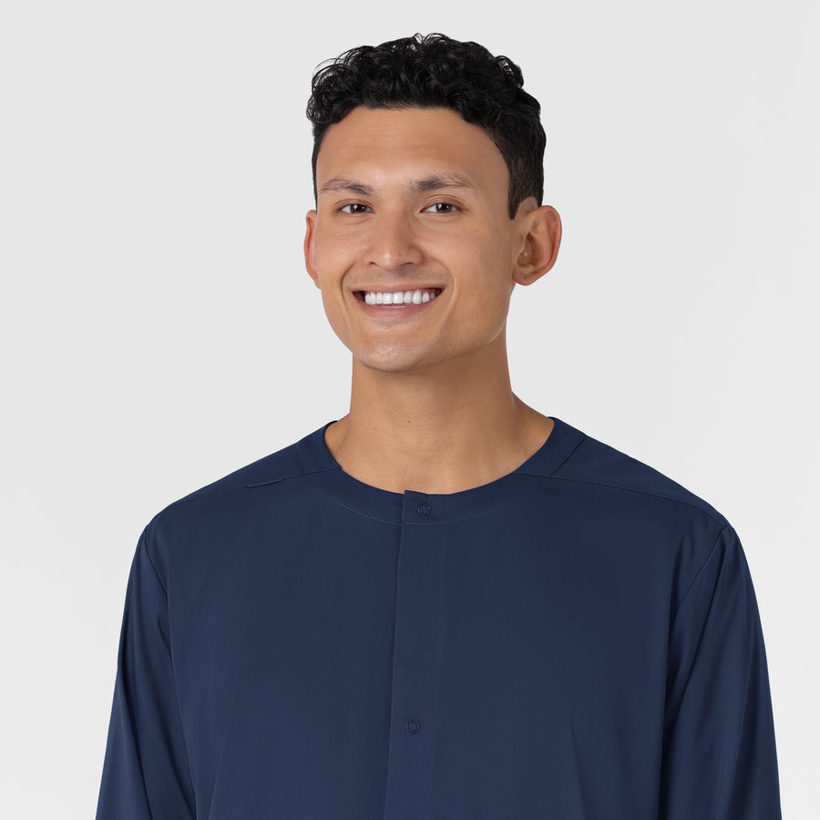 Boundless Men’s Warm-Up Scrub Jacket Navy front detail
