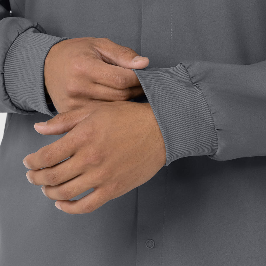 Boundless Men’s Warm-Up Scrub Jacket Pewter hemline detail