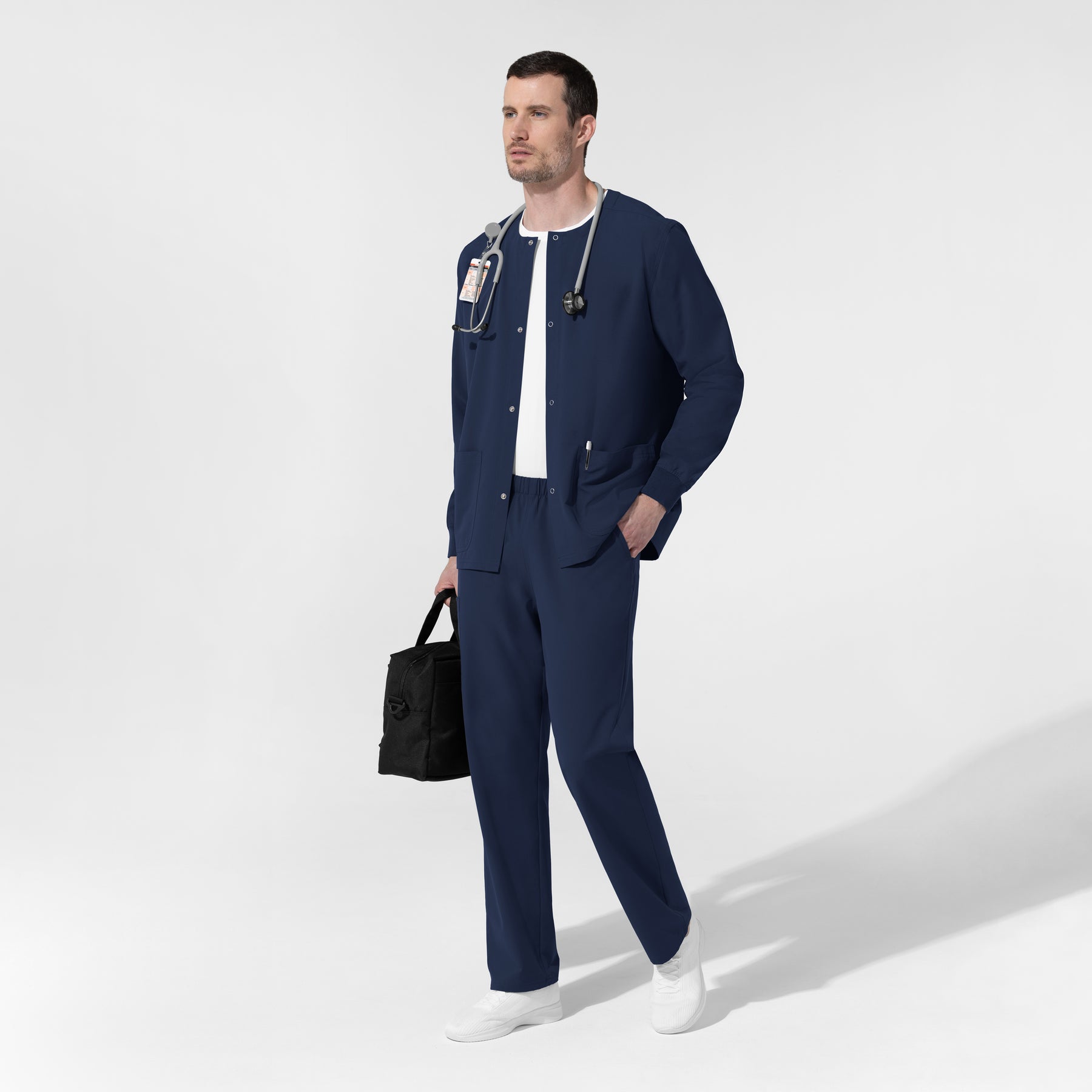 NURTUR Unisex Warm-Up Scrub Jacket - Navy men's scrub set