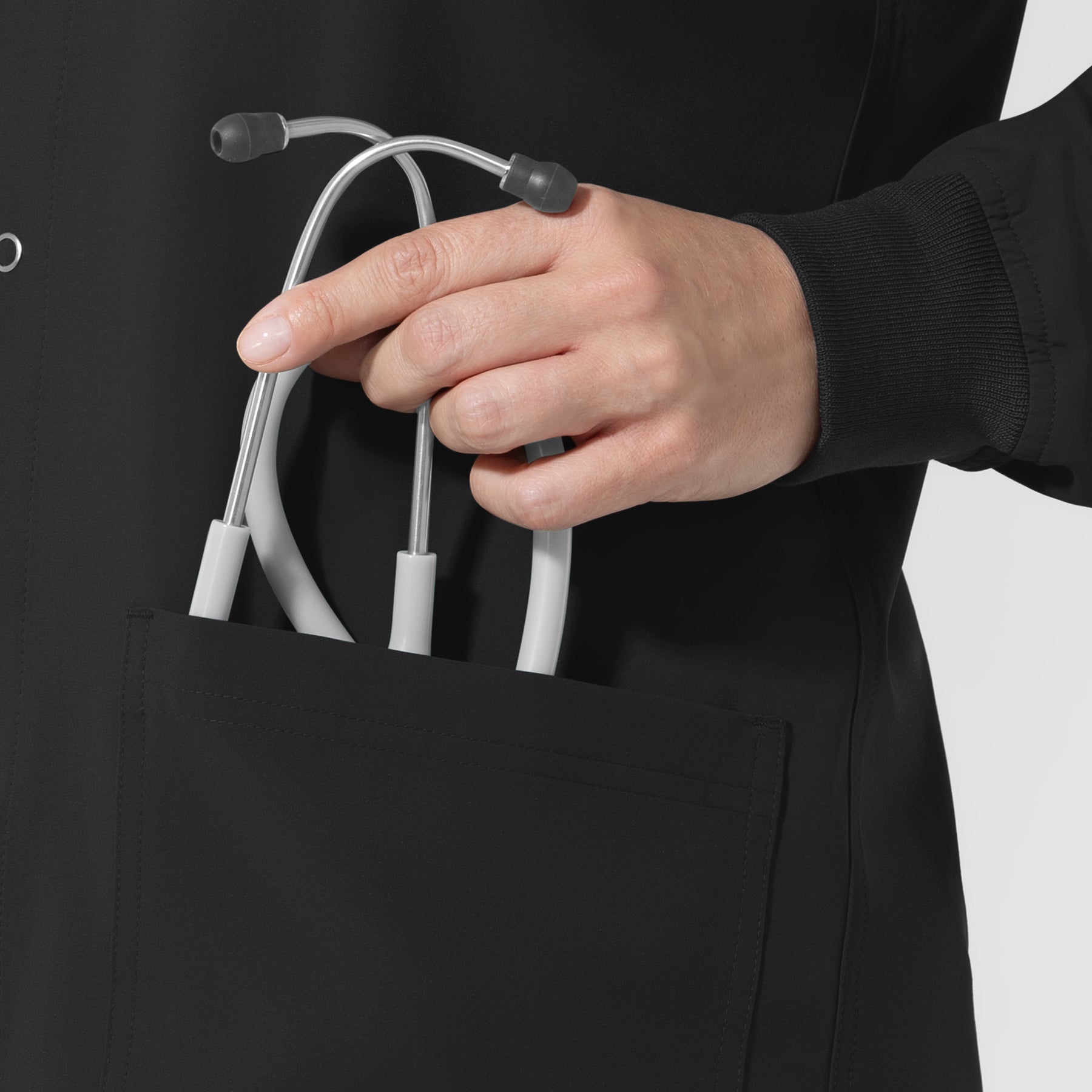 NURTUR Unisex Warm-Up Scrub Jacket - Black side pocket