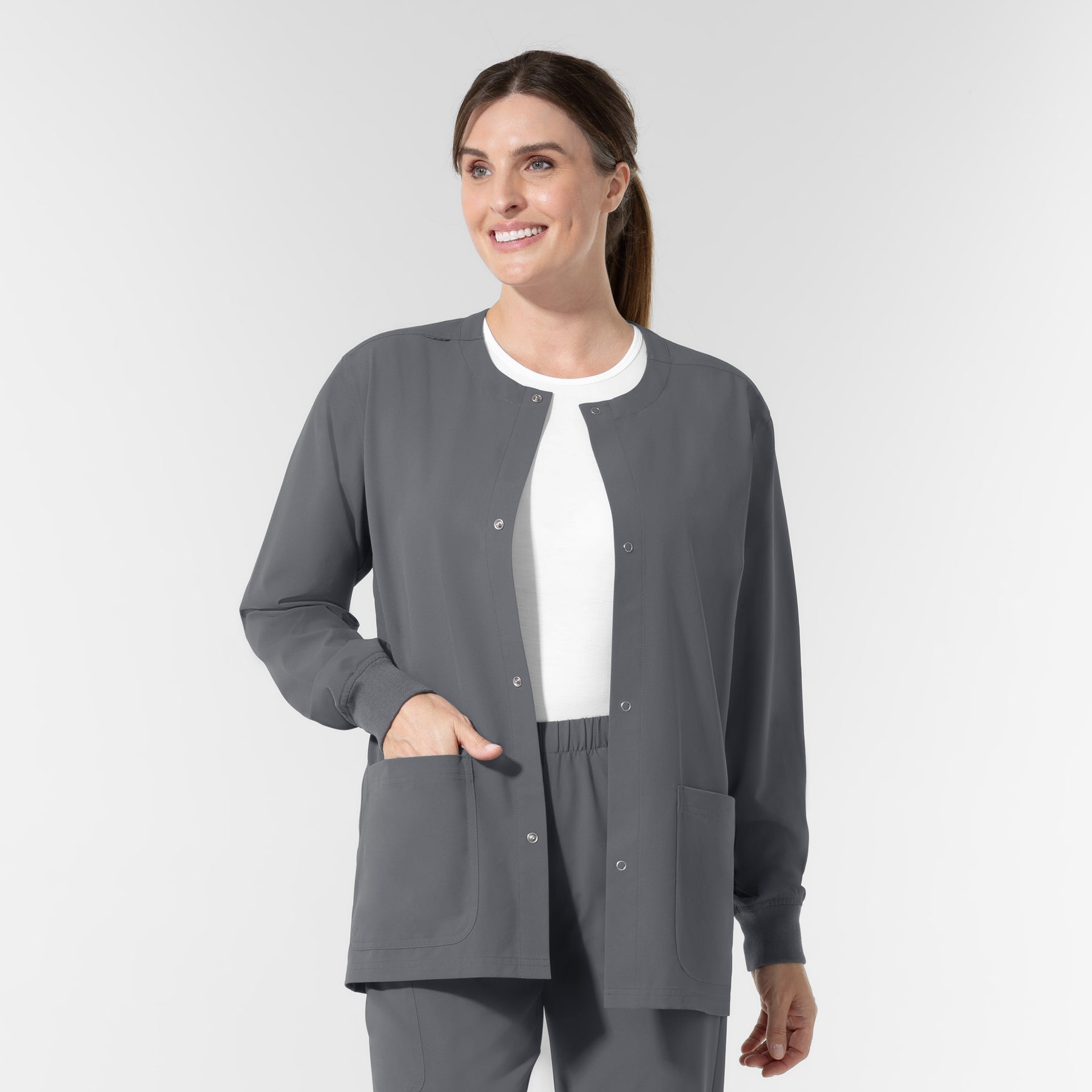 NURTUR Unisex Warm-Up Scrub Jacket - Pewter