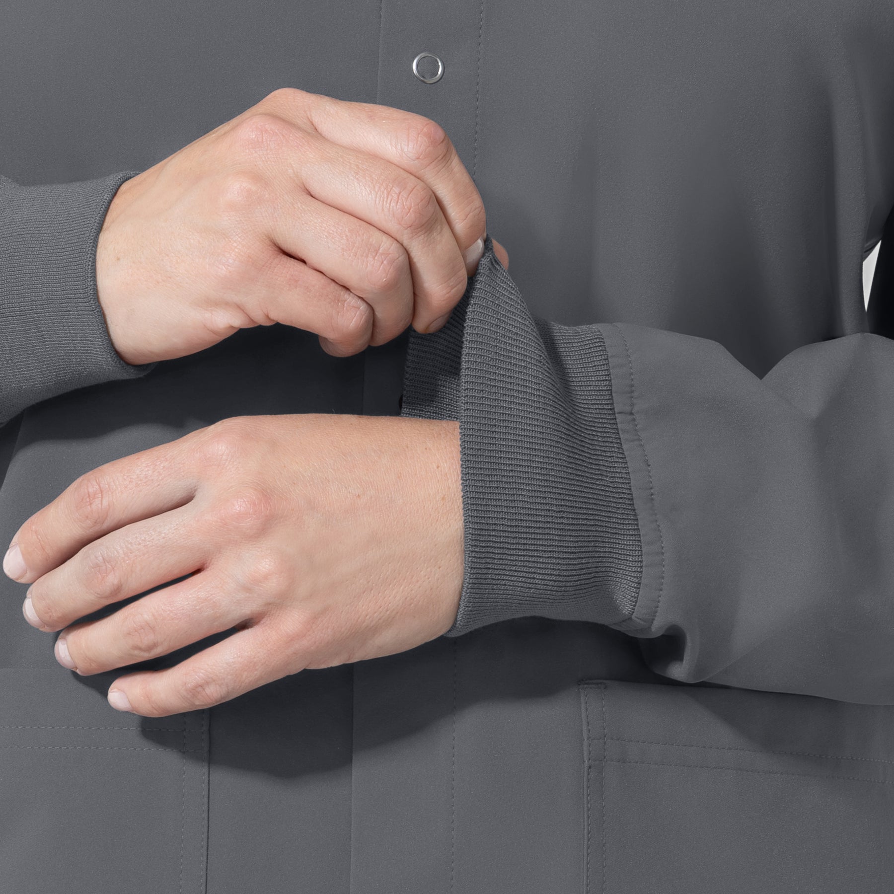 NURTUR Unisex Warm-Up Scrub Jacket - Pewter cuffs
