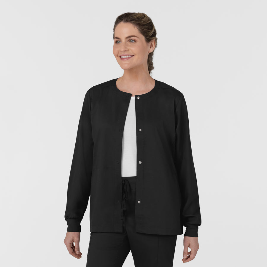 Boundless Women’s Warm-Up Scrub Jacket Black side view