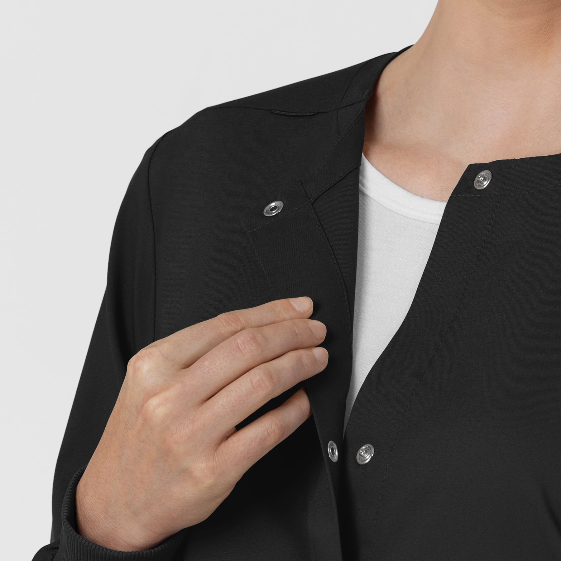Boundless Women’s Warm-Up Scrub Jacket Black side detail 1