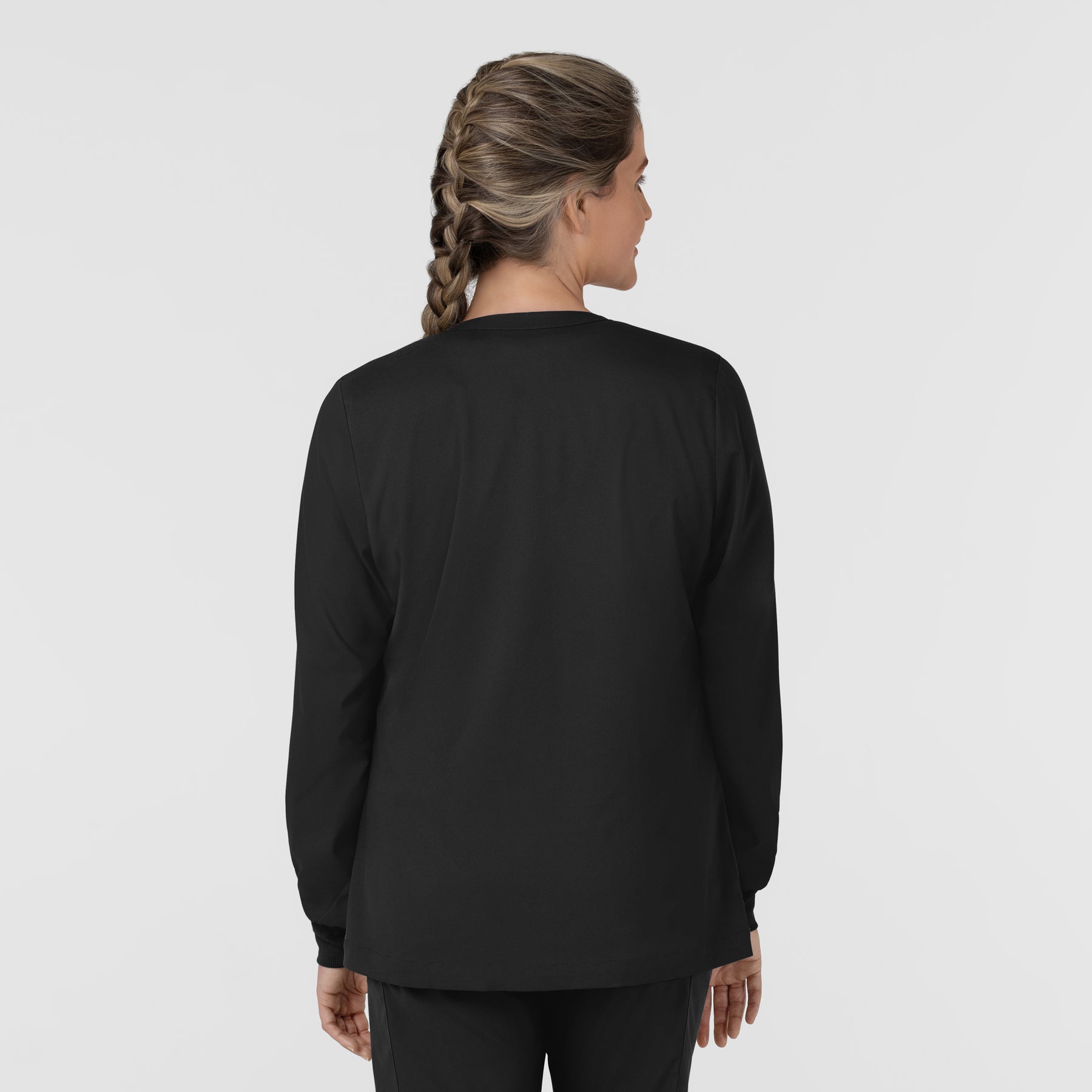 Boundless Women’s Warm-Up Scrub Jacket Black back view