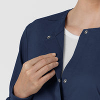 Boundless Women’s Warm-Up Scrub Jacket Navy side detail 1