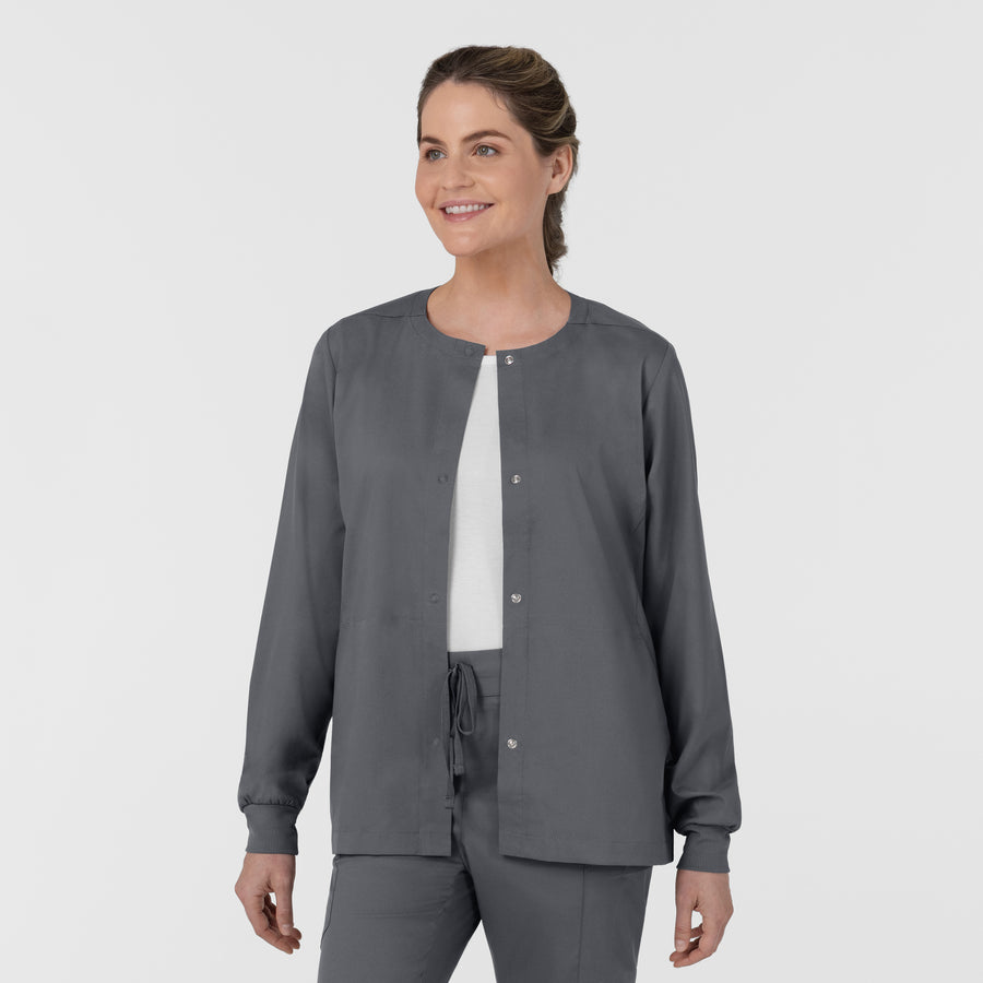 Boundless Women’s Warm-Up Scrub Jacket Pewter side view