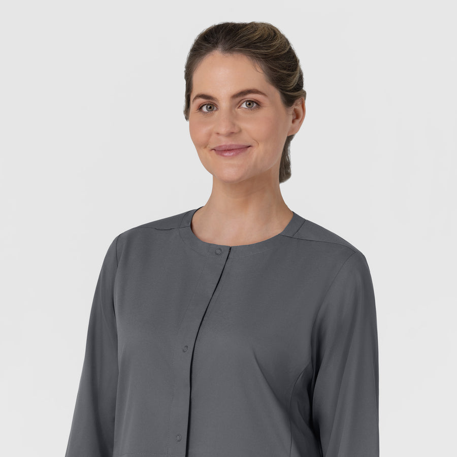 Boundless Women’s Warm-Up Scrub Jacket Pewter front detail