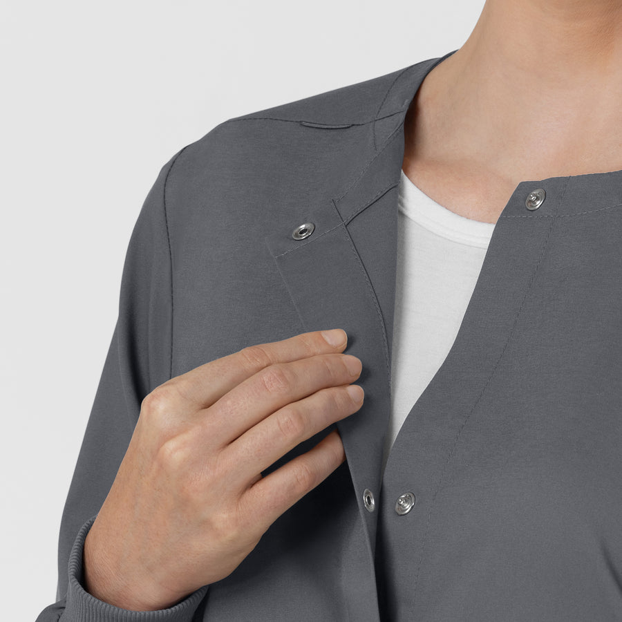 Boundless Women’s Warm-Up Scrub Jacket Pewter side detail 1