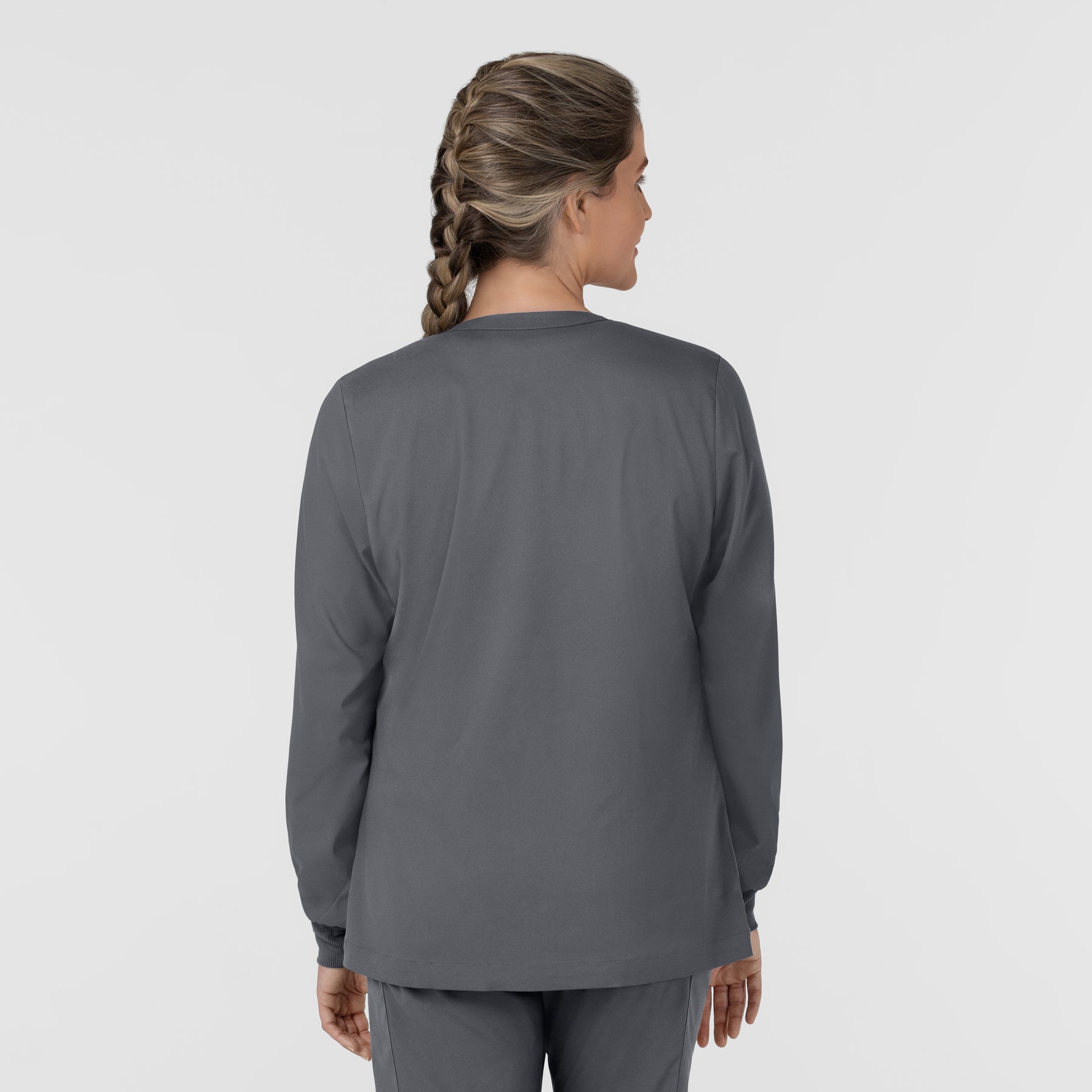 Boundless Women’s Warm-Up Scrub Jacket Pewter back view