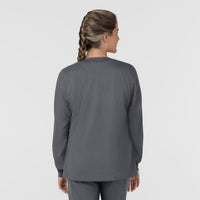 Boundless Women’s Warm-Up Scrub Jacket Pewter back view
