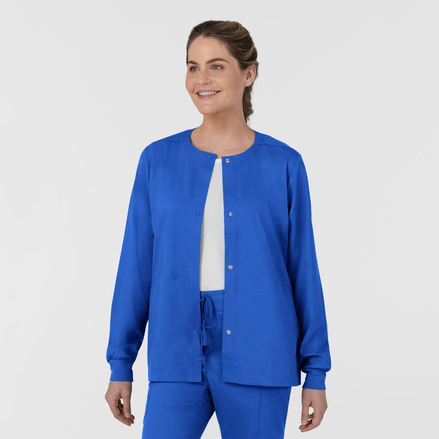 Boundless Women’s Warm-Up Scrub Jacket Royal side view