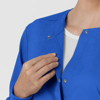 Boundless Women’s Warm-Up Scrub Jacket Royal side detail 1