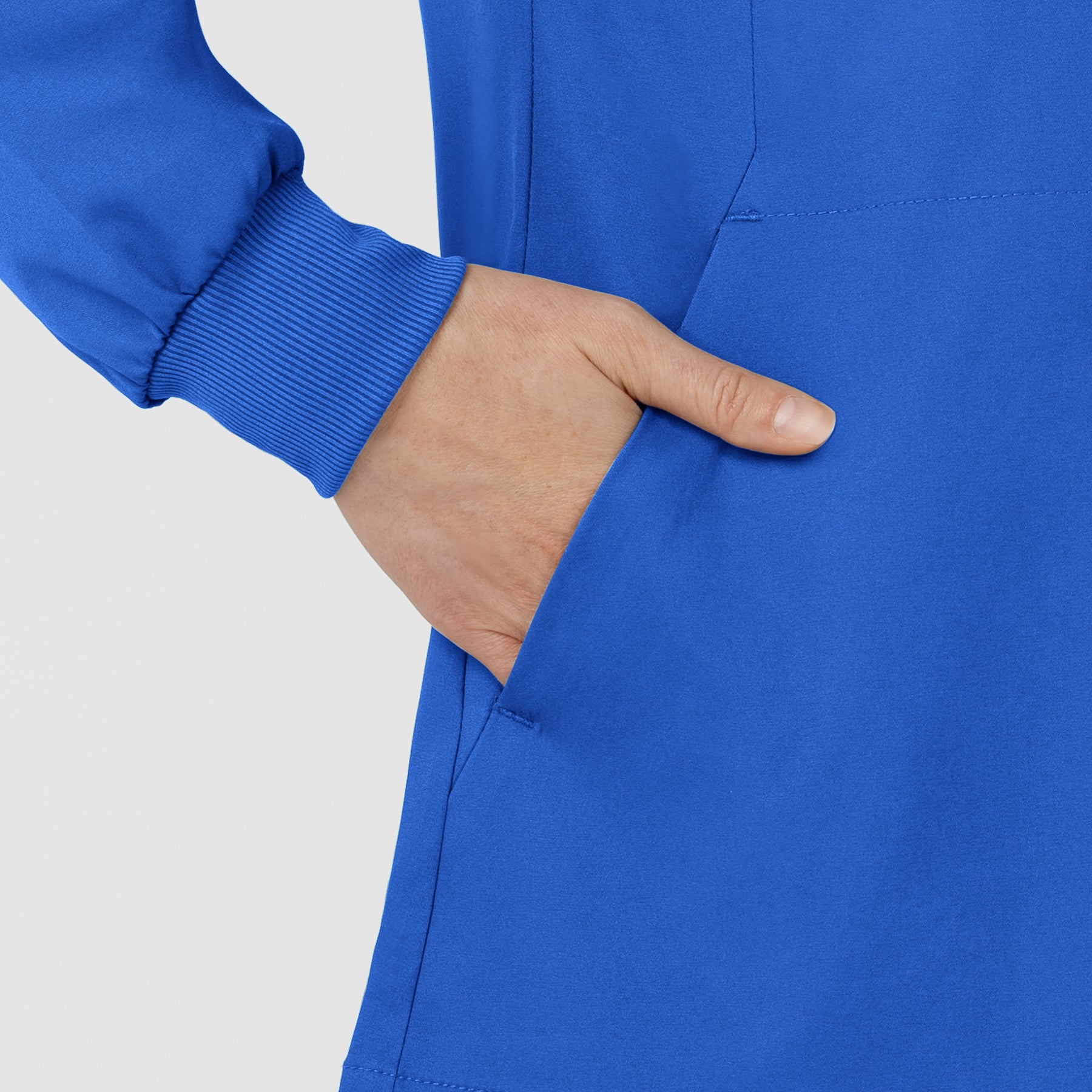 Boundless Women’s Warm-Up Scrub Jacket Royal hemline detail
