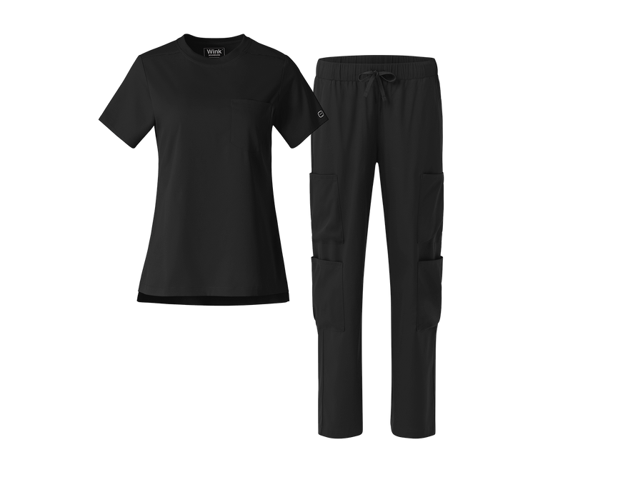 Boundless Crew Neck Wide Leg Scrub Set