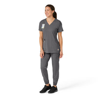 Force Liberty Women's Multi-Pocket V-Neck Scrub Top Pewter full scrub set