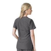 Force Liberty Women's Multi-Pocket V-Neck Scrub Top Pewter back view