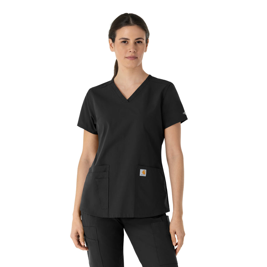 Carhartt Force Essentials Women's V-Neck Scrub Top - Black