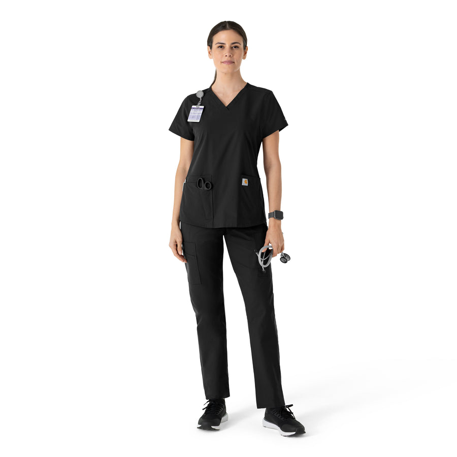 Carhartt Force Essentials Women's V-Neck Scrub Top - Black scrub set