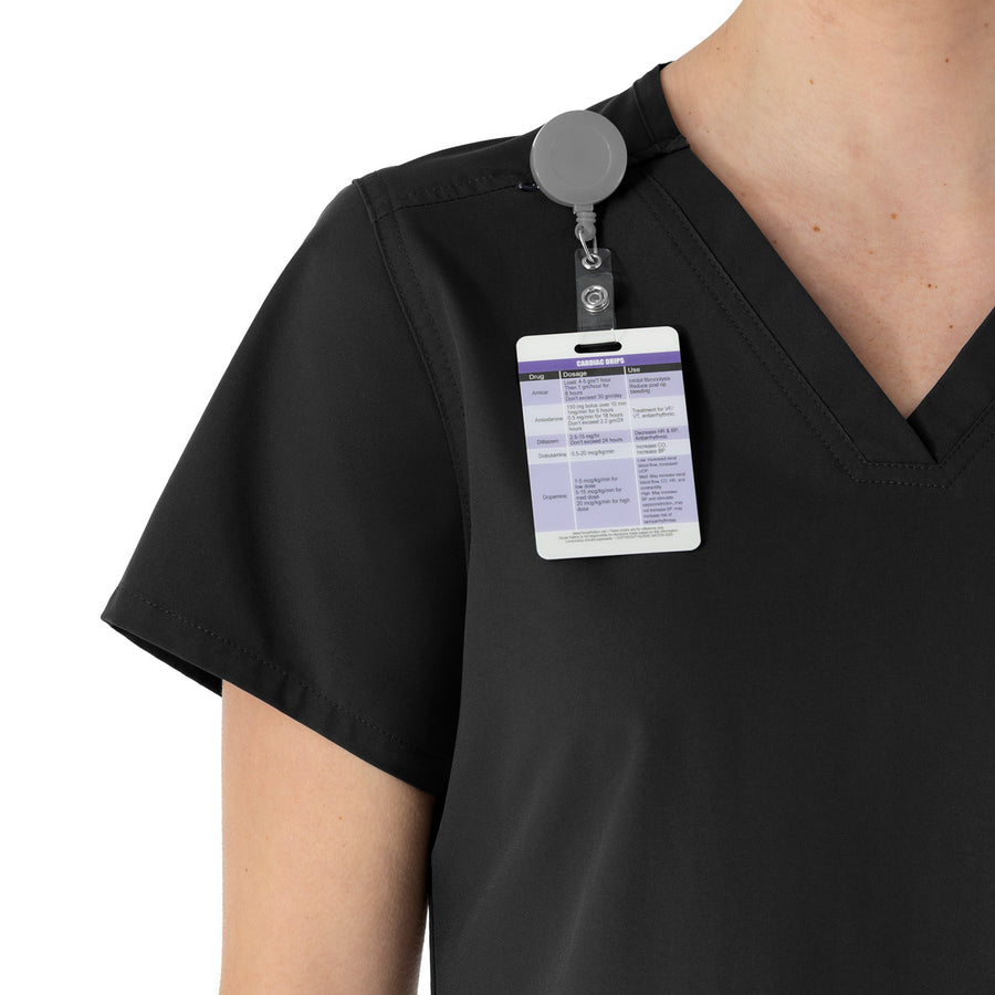 Carhartt Force Essentials Women's V-Neck Scrub Top - Black badge loop