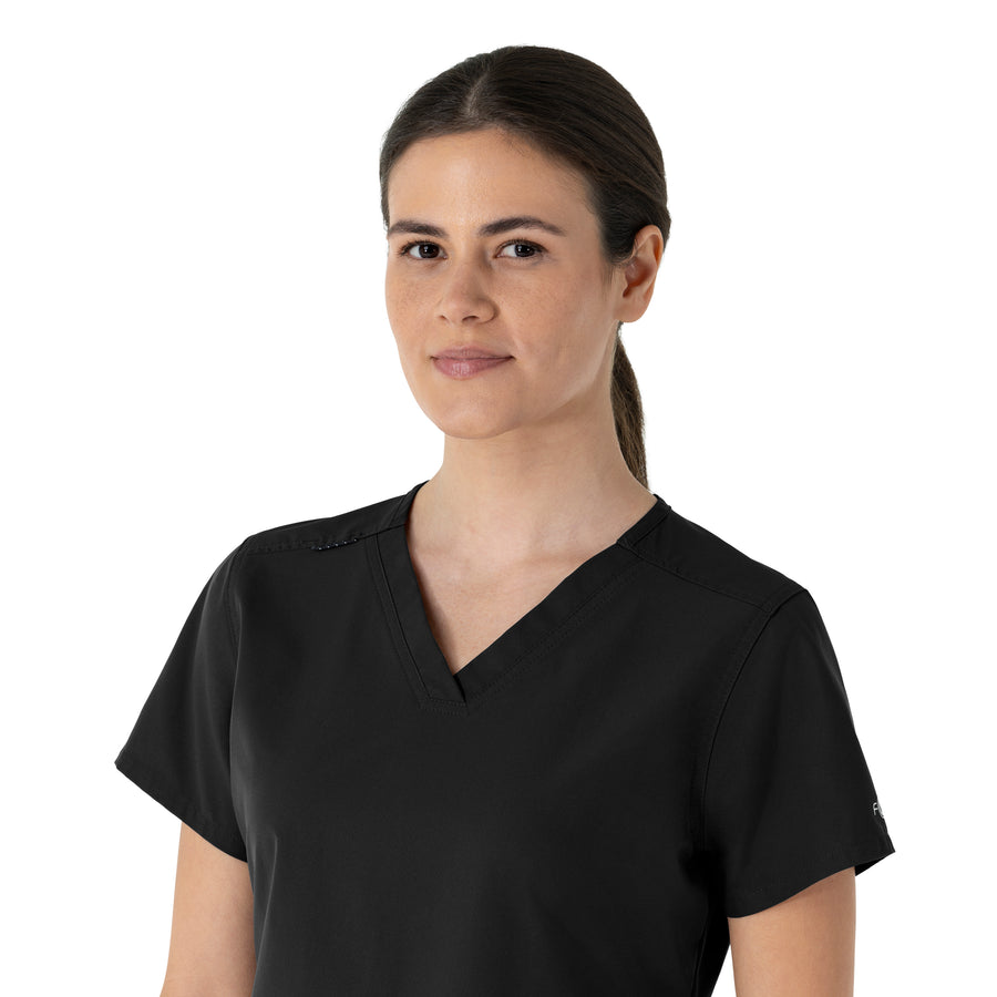 Carhartt Force Essentials Women's V-Neck Scrub Top - Black neckline