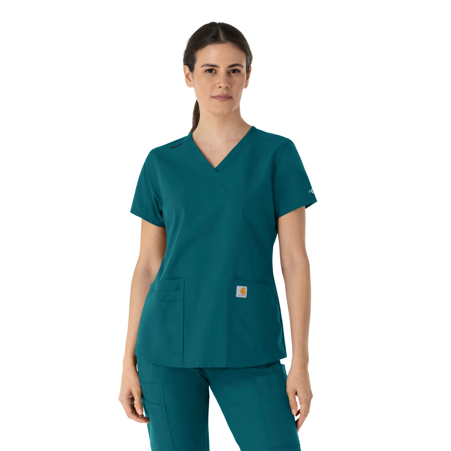 Carhartt Force Essentials Women's V-Neck Scrub Top - Caribbean Blue